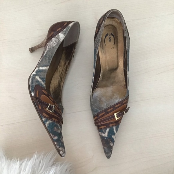 Roberto Cavalli kitten heel 38 jeans pattern - Picture 1 of 10